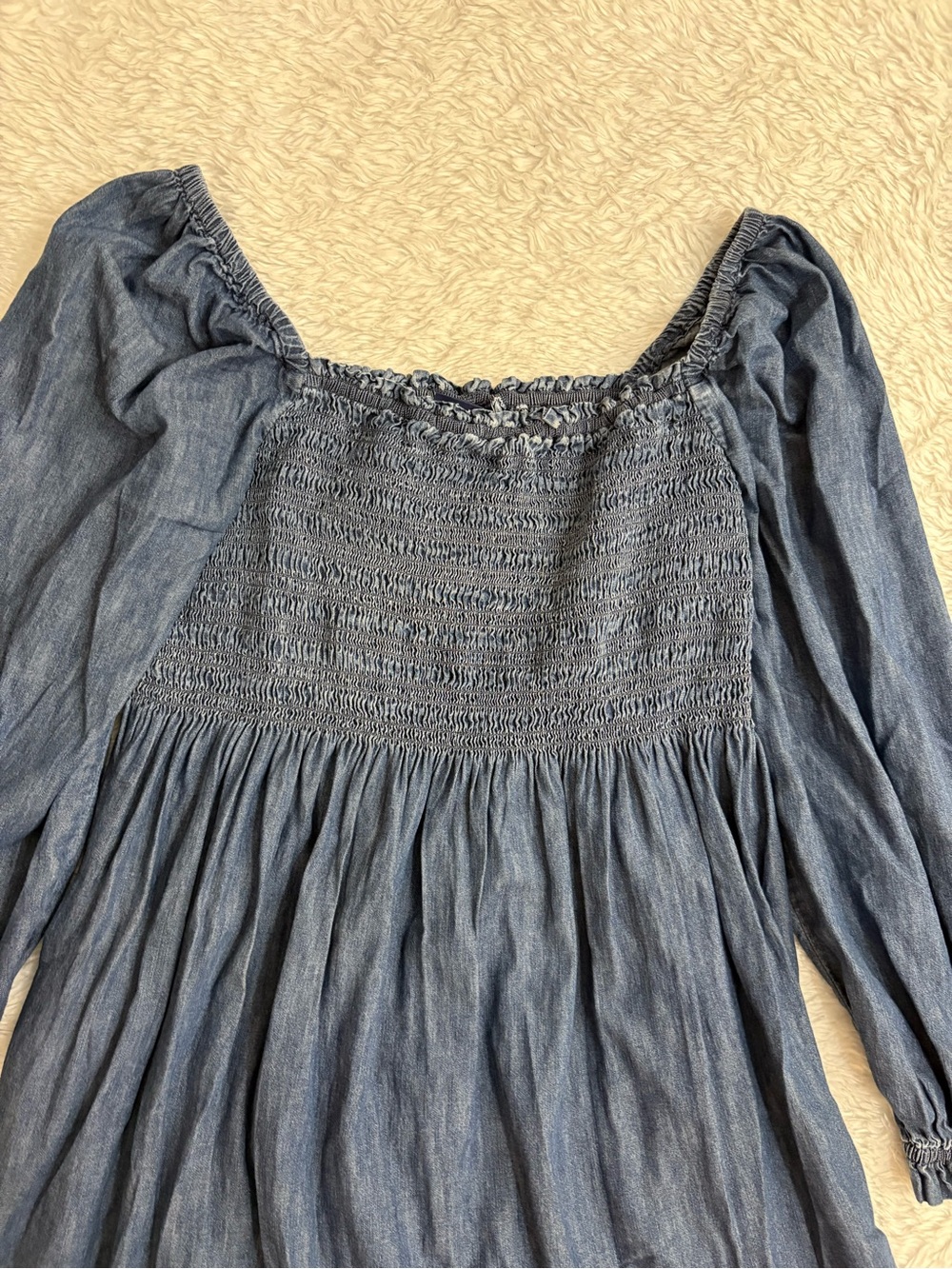 Gap Western Denim Dress Boho
Chic Smocked Ruched PuffLong
Sleeve Womens Large - Picture 3 of 12